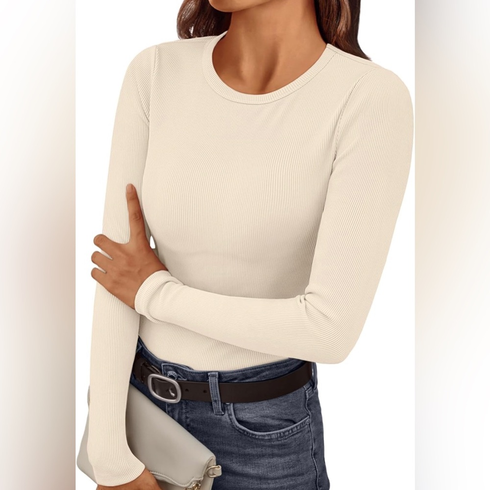 NWT Ribbed Shirts Crewneck Fitted Tops Underscrubs Layer Slim Basic,MULTI COLORS